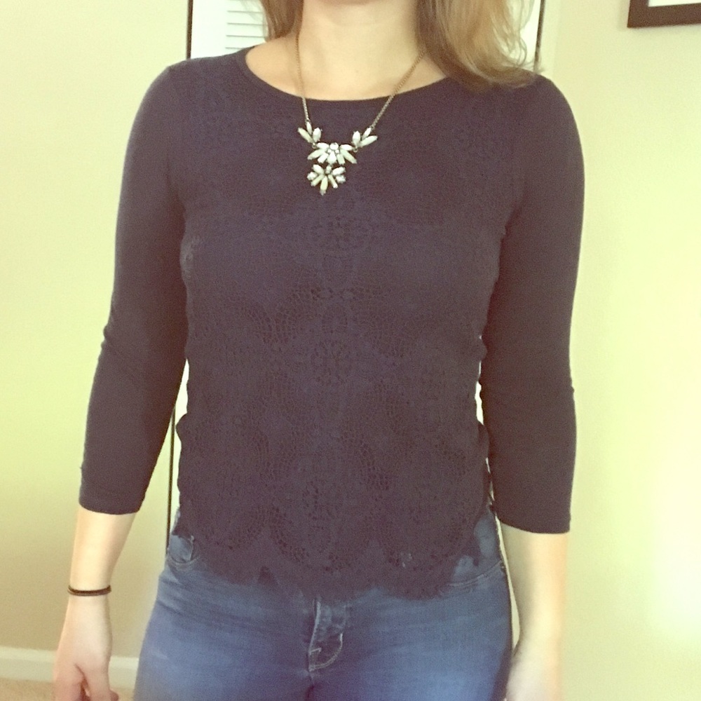 J Crew Navy Lace Shirt